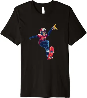 Monkey Skateboarding Skaters Having Fun Pro Skateboarding Premium T-Shirt