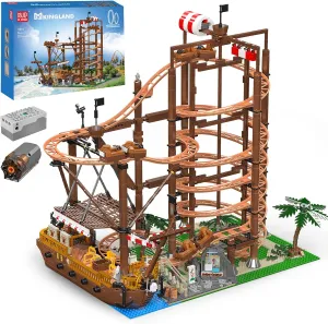 Mould King 11013 Roller Coaster Amusement Park Building Set, Fairground Theme Park Kit with Rollercoaster & Pirate Ship, Ideal Gift Model Building Kit for Adults (2174 Pieces)