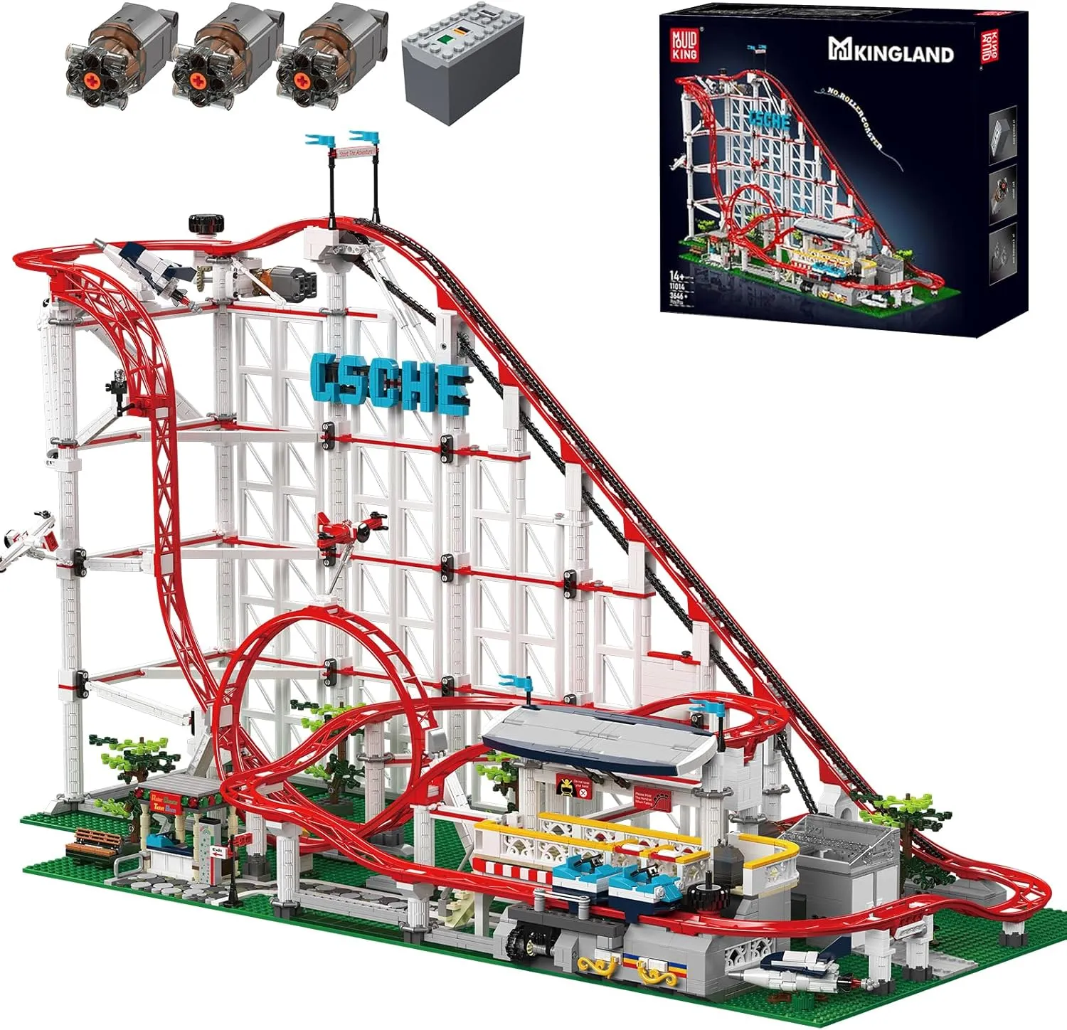 Mould King 11014 Roller Coaster Building Kit, Amusement Park Funfair Track Construction Blocks Toys with Motors, Ideal Gift Toy for Adult/Kids Age 8  (3646 Pieces)