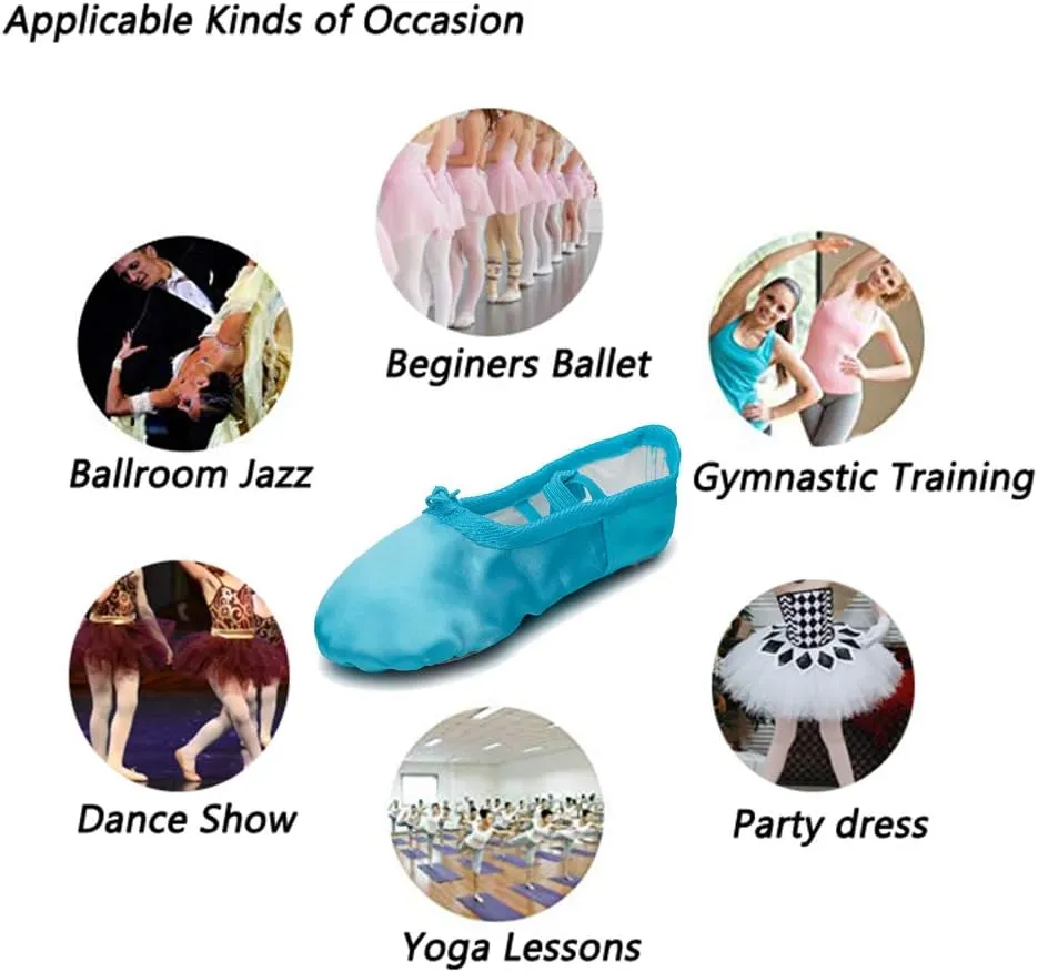MSMAX Girls Ballet Shoes Toddler Costume Dancing Flats for Kids (Toddler/Little Kid/Big Kid)