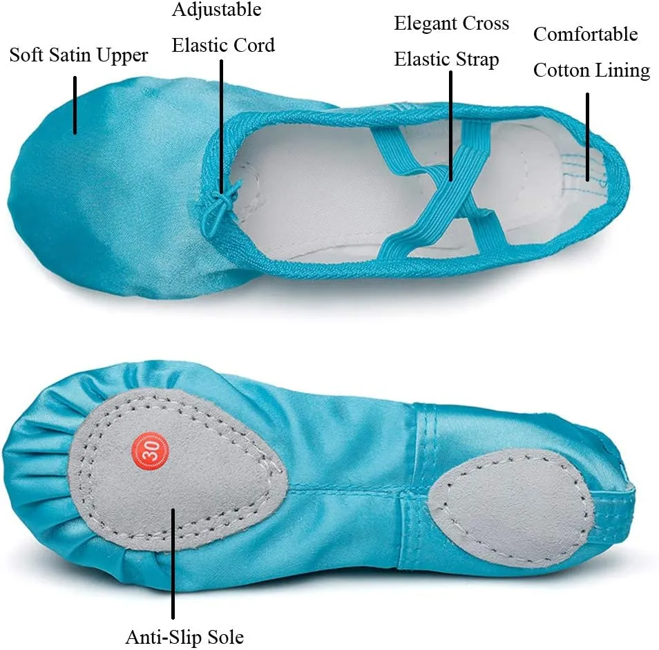 MSMAX Girls Ballet Shoes Toddler Costume Dancing Flats for Kids (Toddler/Little Kid/Big Kid)