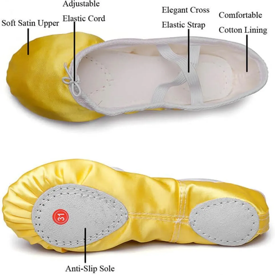 MSMAX Girls Ballet Shoes Toddler Costume Dancing Flats for Kids (Toddler/Little Kid/Big Kid)