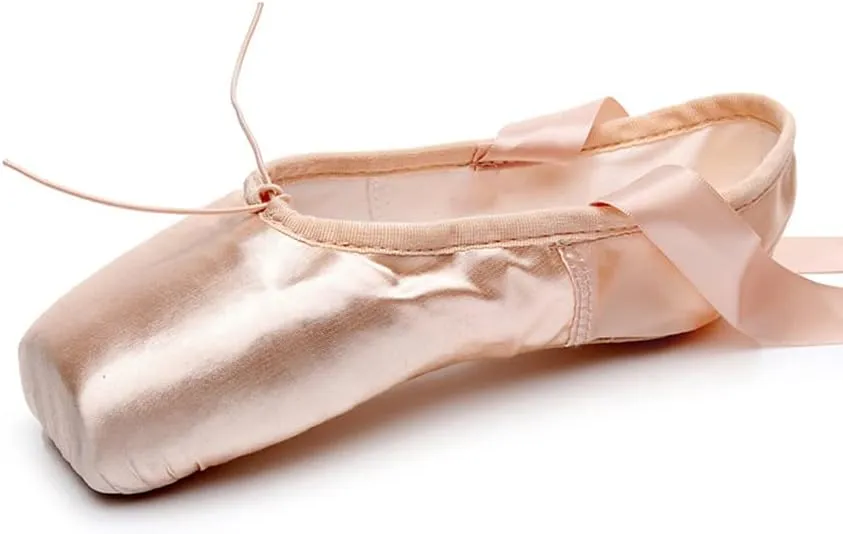 MSMAX Girls Satin Ballet Pointe Shoes Professional Dance Flats