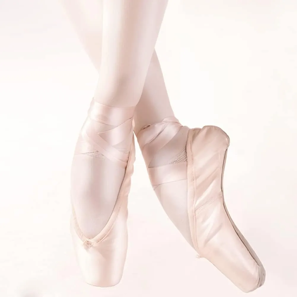 MSMAX Girls Satin Ballet Pointe Shoes Professional Dance Flats