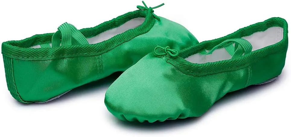 MSMAX Women's Ballet Shoes Satin Split Sole Flats for Dancing Gymnastic Yoga