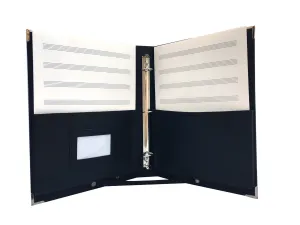 MSP Black Sheet Music Holder | 10.5" x 12" - 3 Rings Choir Folder with Hand Strap for Musician - Large Size (MSP-220-Black)