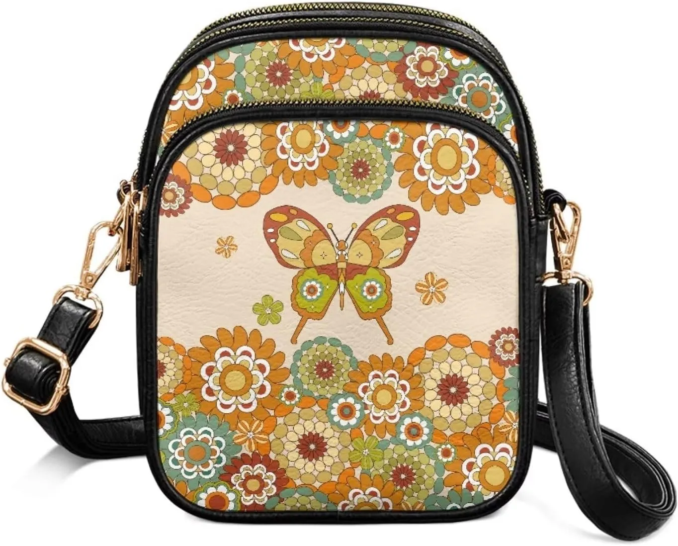 Multi Pocket PU Leather Crossbody Bag Shoulder Handbags Sling Bag Messenger Bags with Adjustable Strap