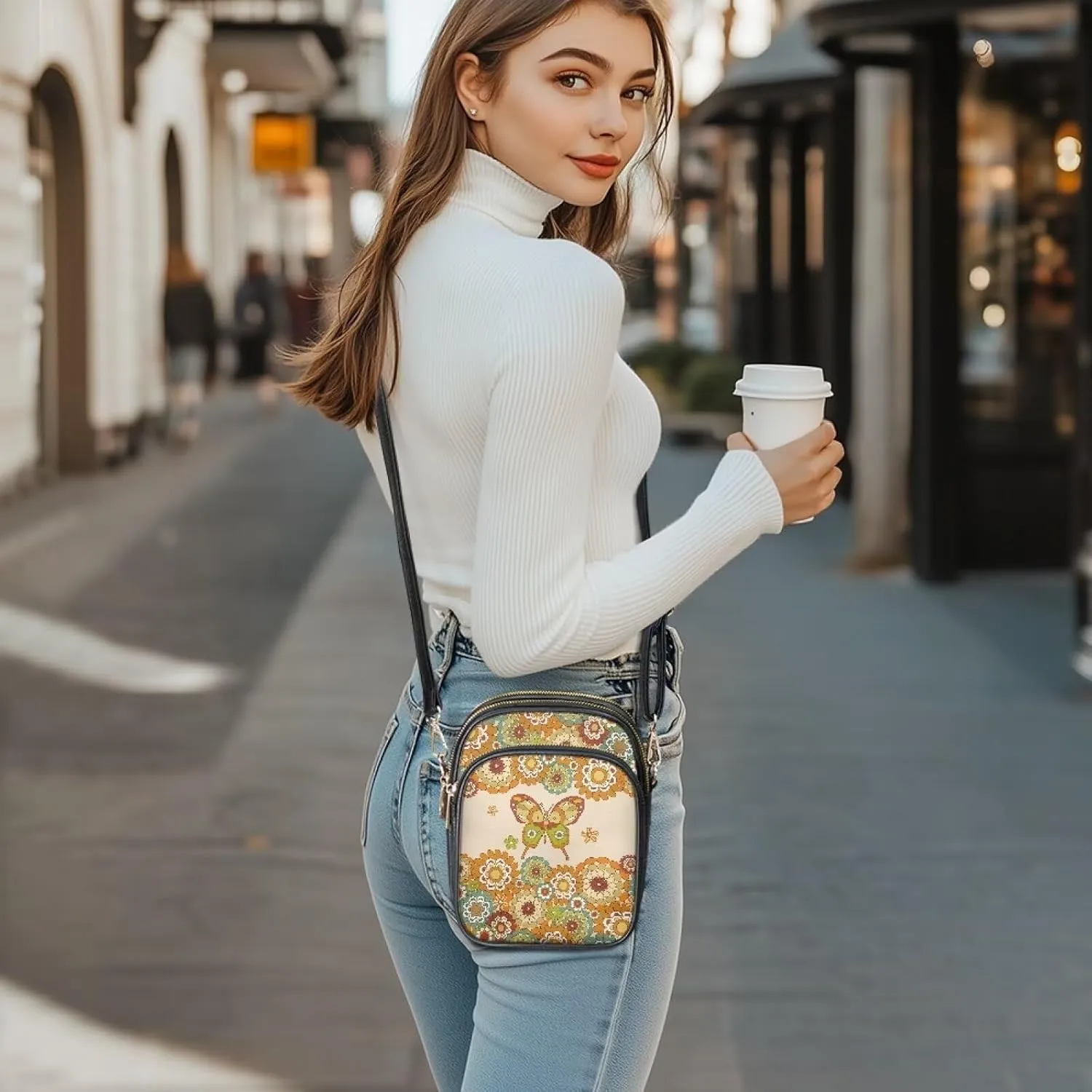 Multi Pocket PU Leather Crossbody Bag Shoulder Handbags Sling Bag Messenger Bags with Adjustable Strap