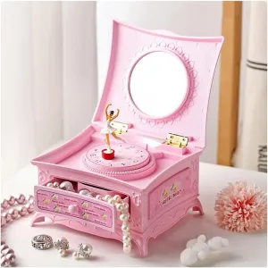 Music Box Spinning Dancing Ballerina Musical Jewelry Box Storage Case with Drawer, Music Boxes for Girls Kids Birthday Gift Gifts