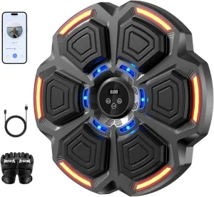 Music Boxing Machine for Adults,Bluetooth Smart Boxing Training Machine,Wall Target Punching Workout for Kids,Reflex Training Suitable for Home,Office,Gym,Fun Fitness Equipment