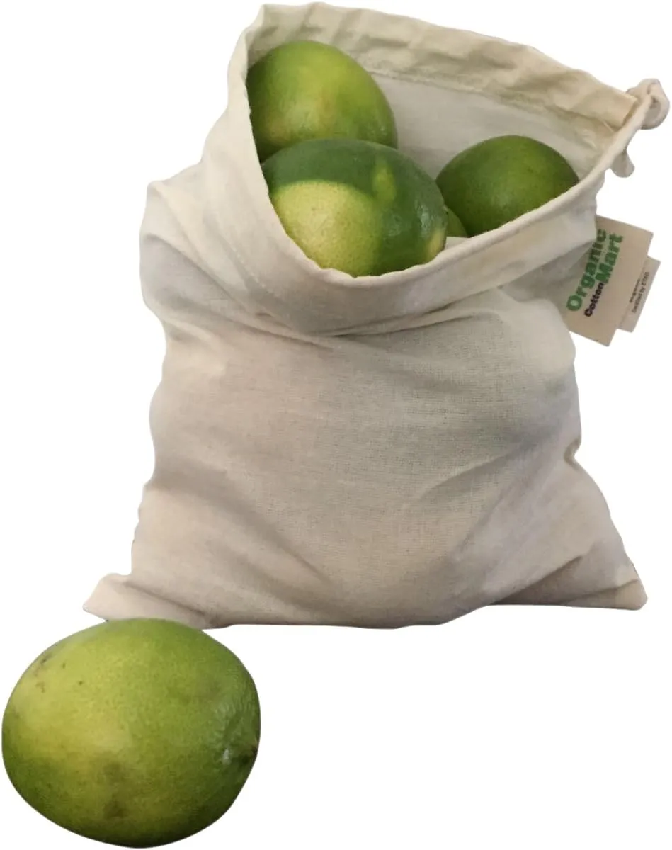 Muslin Produce Storage Bags - Almond Milk Bags - Reusable grocery bags cotton drawstring - Candy Bag - Breathable Muslin Organic Cotton Reusable Produce Bags - Set of 3 (3, Medium - 10"x12")