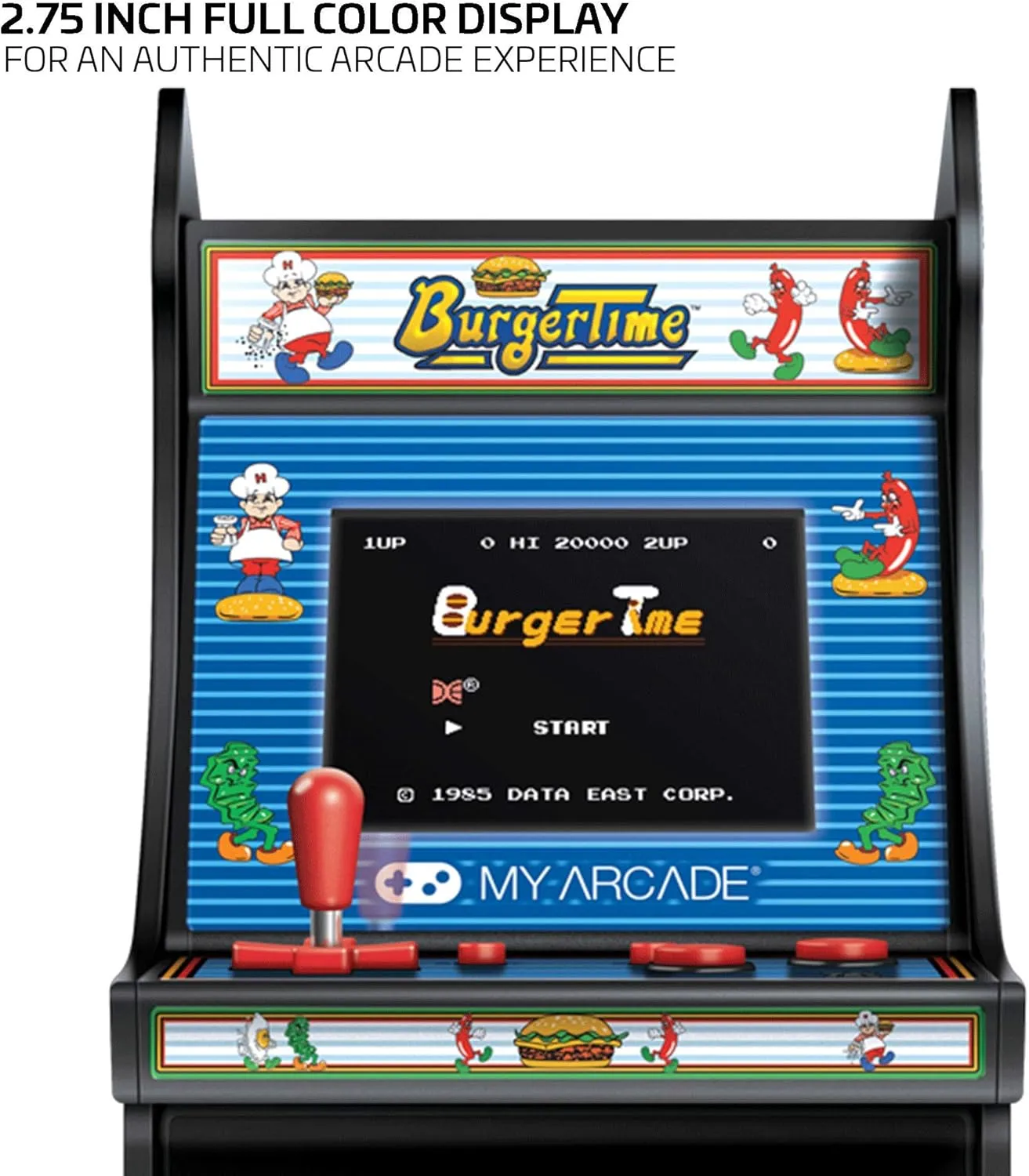 My Arcade Burgertime Micro Player Mini Arcade Machine: Fully Playable, 6.75 Inch Collectible, Color Display, Speaker, Volume Buttons, Headphone Jack, Battery/Micro USB Powered-Electronic Games, Yellow