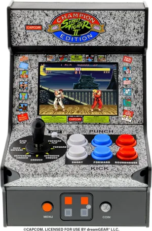 My Arcade Street Fighter 2 Champion Edition Micro Player-Fully Playable, Includes CO/VS Link for Multiplayer Action, 7.5 Inch Collectible, Full Color Display, Battery or Micro USB Powered