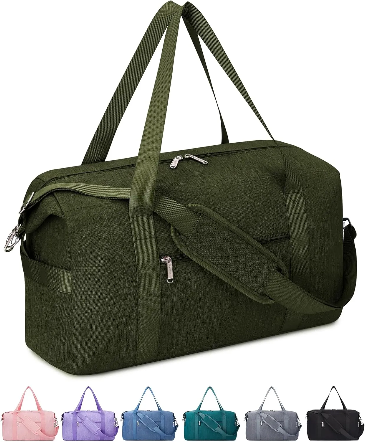 Narwey For Spirit Airlines Personal Item Bag 18x14x8 Travel Duffel Bag Carry on Bag Underseat for Airplane with Wet Pocket Small Gym Bag Weekender Overnight for Women and Men (Army Green)
