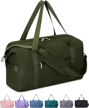 Narwey For Spirit Airlines Personal Item Bag 18x14x8 Travel Duffel Bag Carry on Bag Underseat for Airplane with Wet Pocket Small Gym Bag Weekender Overnight for Women and Men (Army Green)