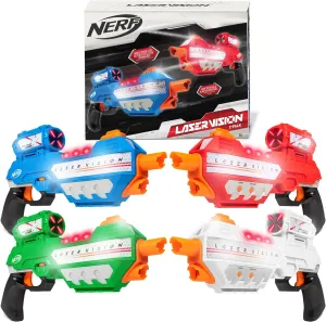 NERF Laser Vision 4 Player Laser Tag Game with Laser Vision Technology, See-in-the-Dark Blasters - Indoor or Outdoor Play Arcade Games, Toys for Kids & Family