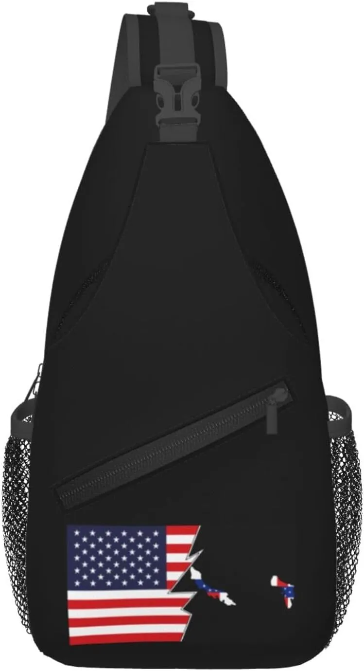 Netherlands Antilles Terrain Map And America Crossbody Bags For Women Men Chest Backpack Gym Shoulder Bag Travel Outdoor Sports Casual Crossbody Bags
