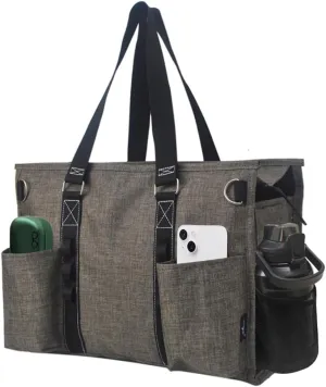 NGIL Utility Water Resistant Zippered Lined Tote Bag,Multi Pocket Organizer, Work Tote Bags for Women, Nurse Tote,Nurse Gift