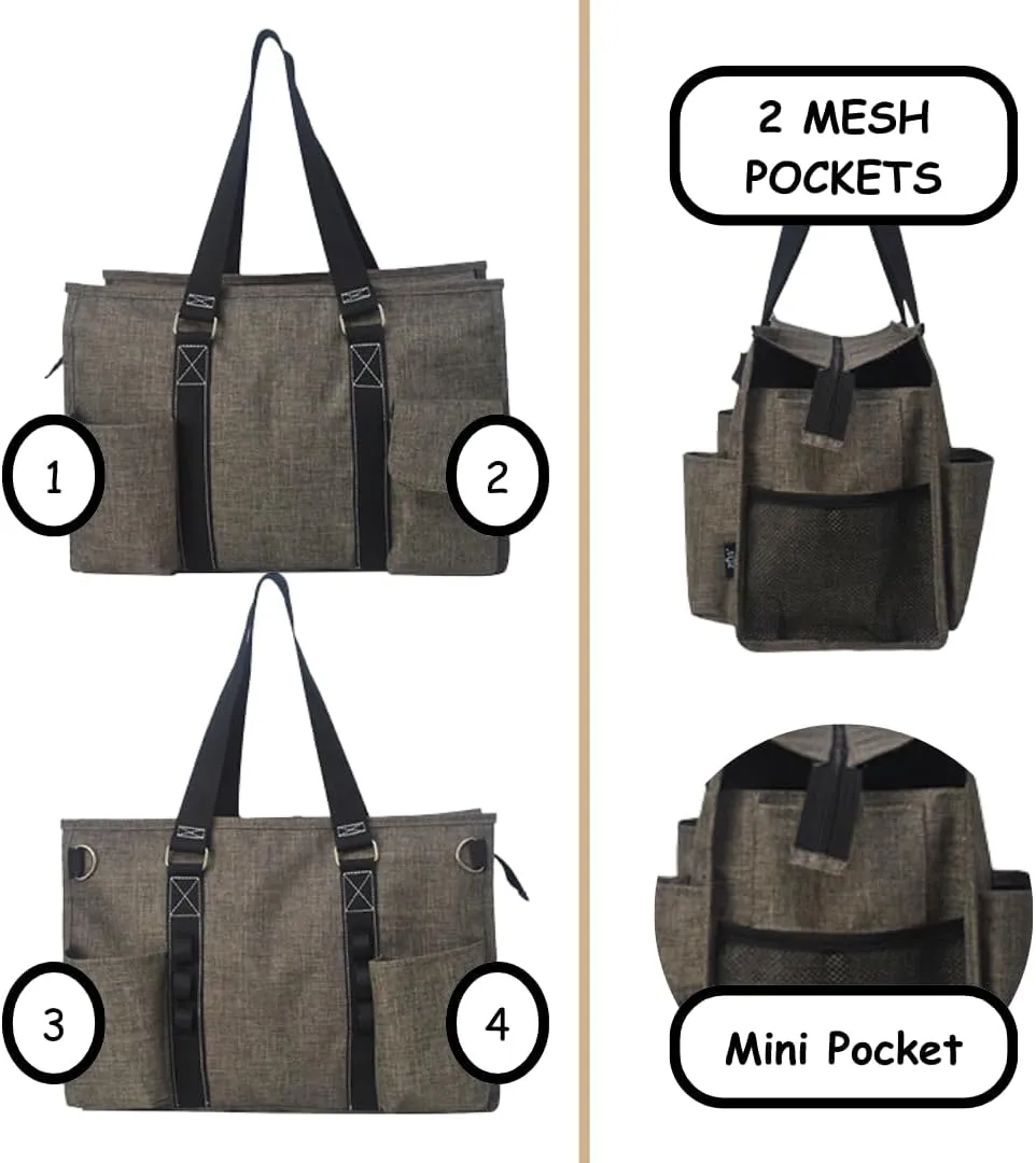 NGIL Utility Water Resistant Zippered Lined Tote Bag,Multi Pocket Organizer, Work Tote Bags for Women, Nurse Tote,Nurse Gift
