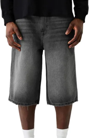 NUFIWI Mens Baggy Denim Shorts Straight Wide Leg Knee Length Denim Carpenter Short Vintage Cargo Jean Jorts with Pockets