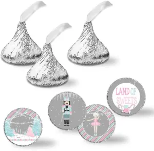 Nutcracker Land of Sweets Themed Holiday Christmas Birthday Party Kiss Sticker Labels, 300 Party Circle Sticker Sized 0.75* * for Chocolate Drop Kisses by AmandaCreation, Great for Party Favors,