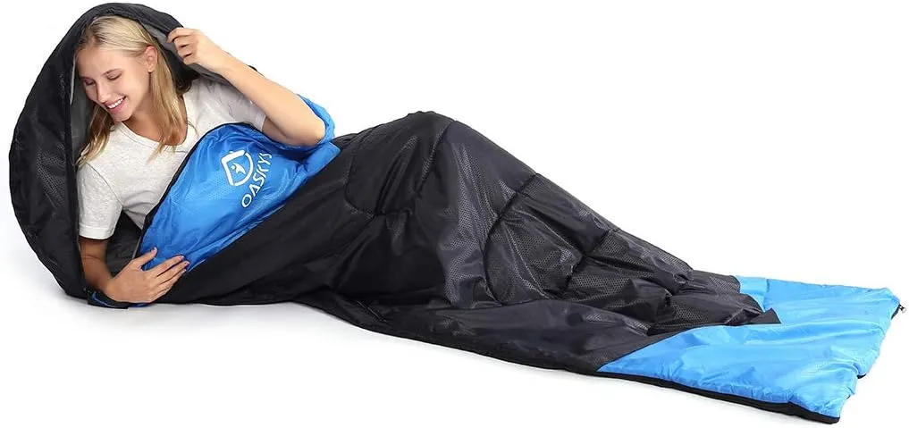 oaskys Camping Sleeping Bag - 3 Season Warm & Cool Weather - Summer Spring Fall Lightweight Waterproof for Adults Kids - Camping Gear Equipment, Traveling, and Outdoors