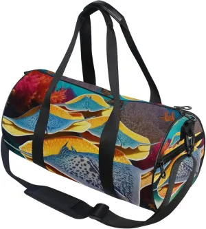 Ocean Sea Stingray Fish Gym Duffle Bag for Women Men Sports Fitness Bag for Travel Workout Gymnastics Dance Ballet