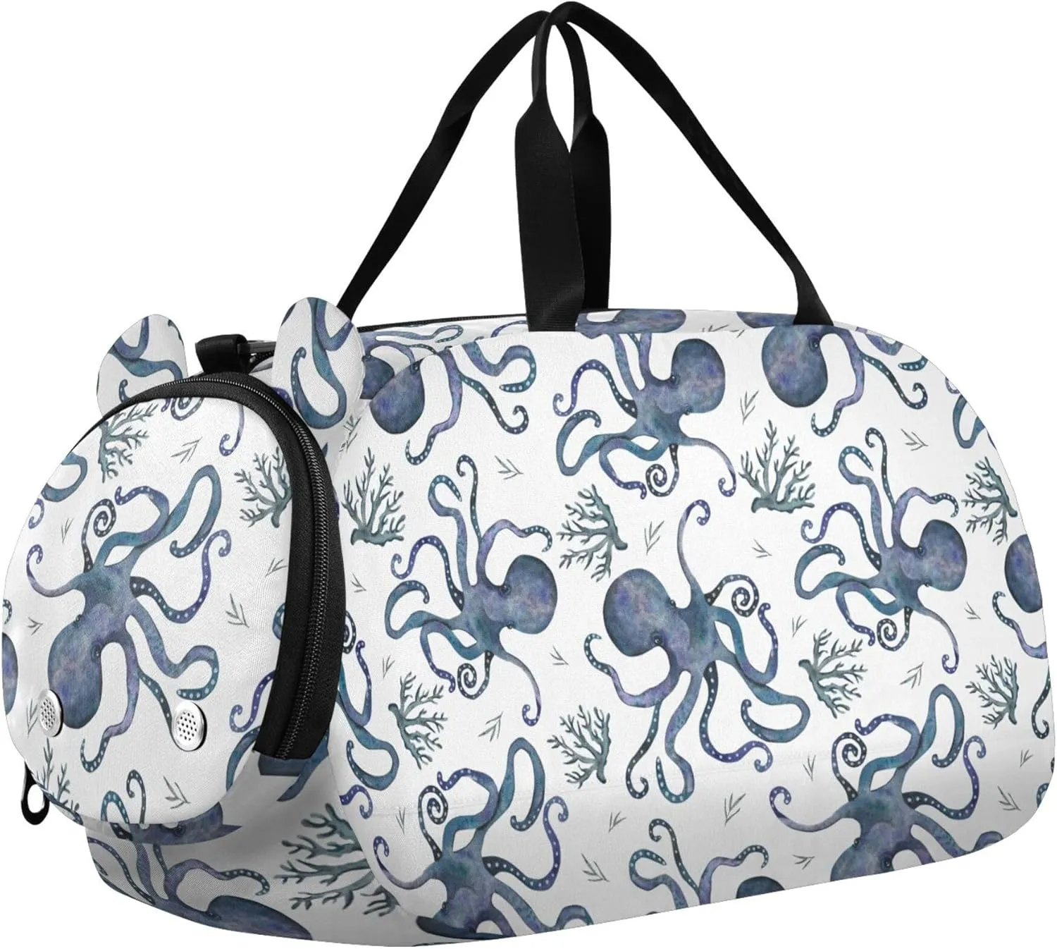 Octopus Sea Sports Duffle Bag for Girls Boys Kids, Gym Bag with Shoe Compartment, Kids Travel Overnight Weekender Shoulder Bag