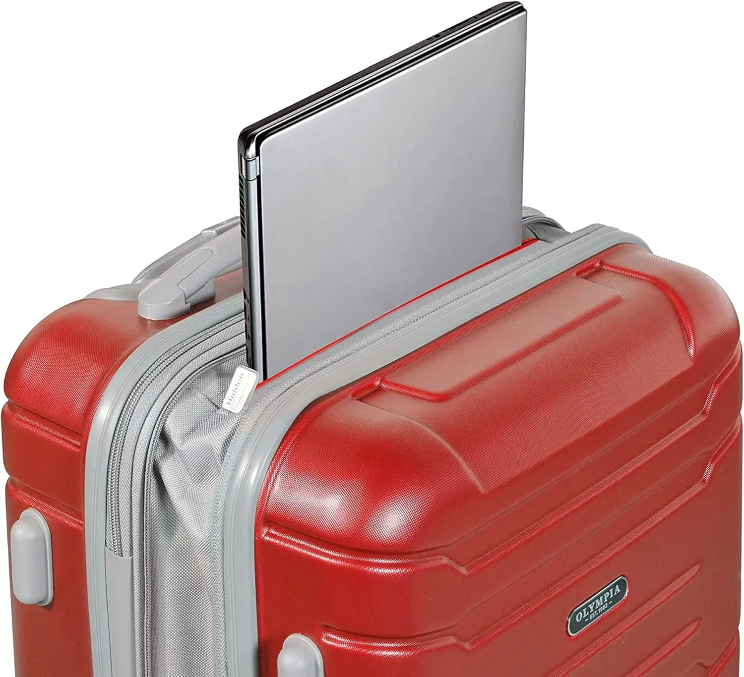 Olympia Denmark 21 Inch Expandable Carry On 4 Wheel Spinner Multiple Grip Luggage Suitcase with Aluminum Locking System and Interior Divider, Wine