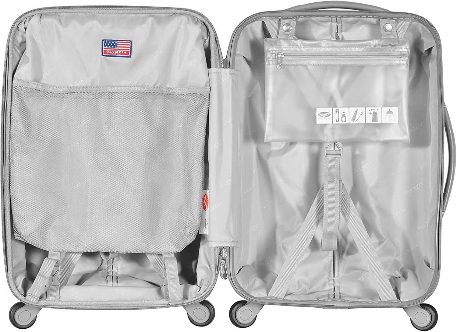 Olympia Denmark 21 Inch Expandable Carry On 4 Wheel Spinner Multiple Grip Luggage Suitcase with Aluminum Locking System and Interior Divider, Wine