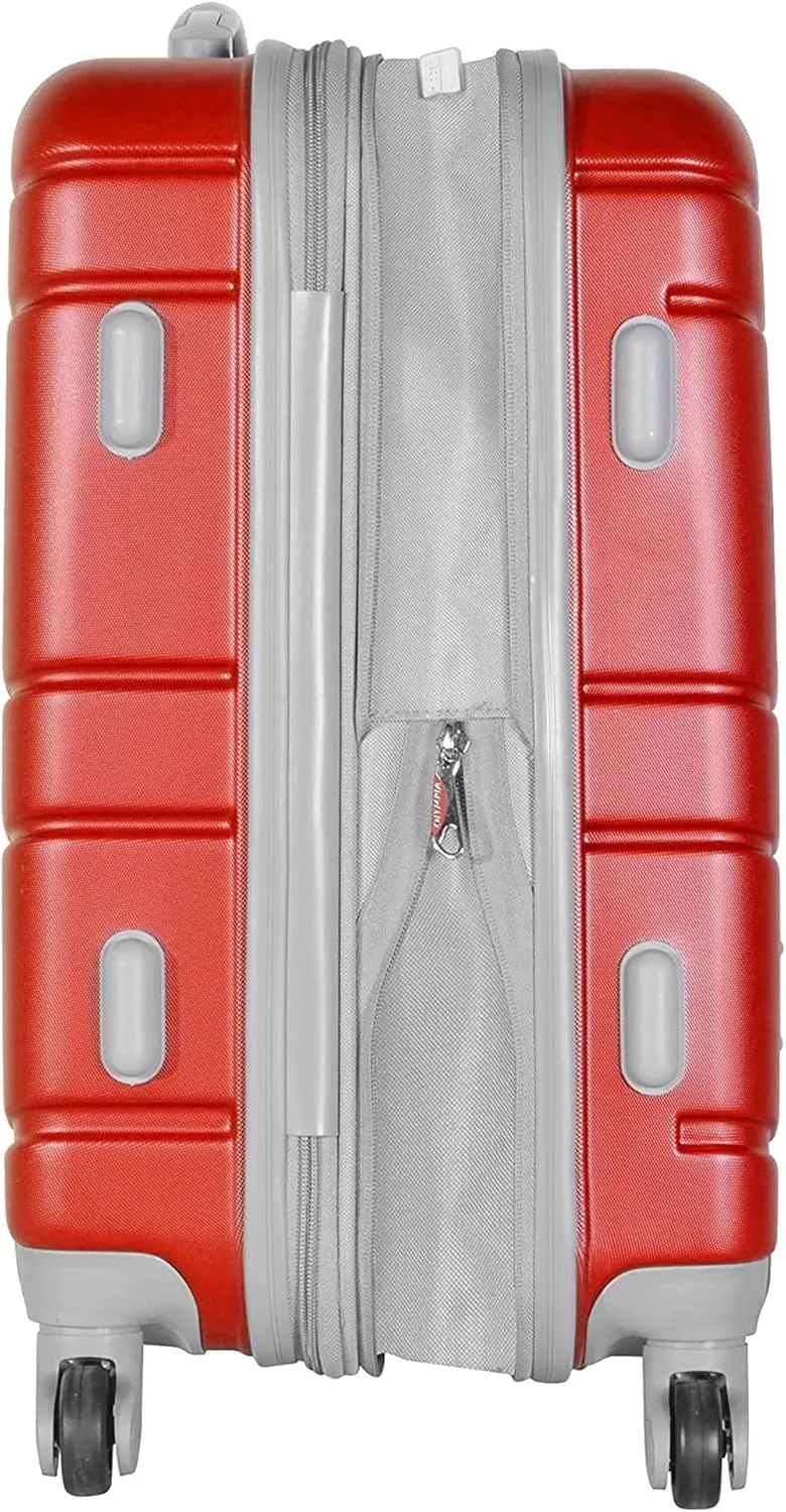 Olympia Denmark 21 Inch Expandable Carry On 4 Wheel Spinner Multiple Grip Luggage Suitcase with Aluminum Locking System and Interior Divider, Wine