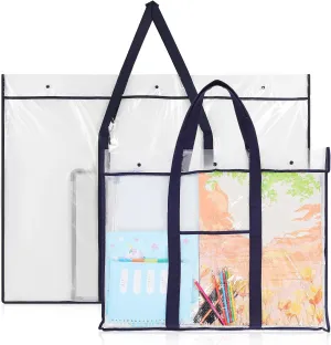 Operitacx 2 Pack Art Portfolio Case, Extra-Large Art Portfolio Bag Poster Storage Bag with Buckle Handle (31.5x25.5 Inches 47x35 Inches), Waterproof Portfolio Folder for Artwork Posters Scrapbooking