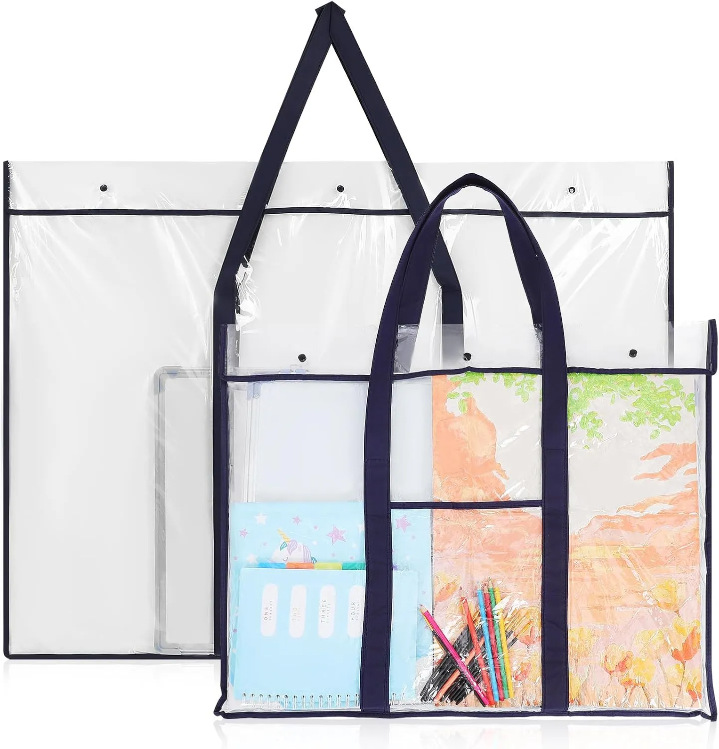 Operitacx 2 Pack Art Portfolio Case, Extra-Large Art Portfolio Bag Poster Storage Bag with Buckle Handle (31.5x25.5 Inches 47x35 Inches), Waterproof Portfolio Folder for Artwork Posters Scrapbooking