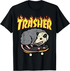 Opossum Skateboard Trasher Funny Possum Skater Men Boys Kids T-Shirt