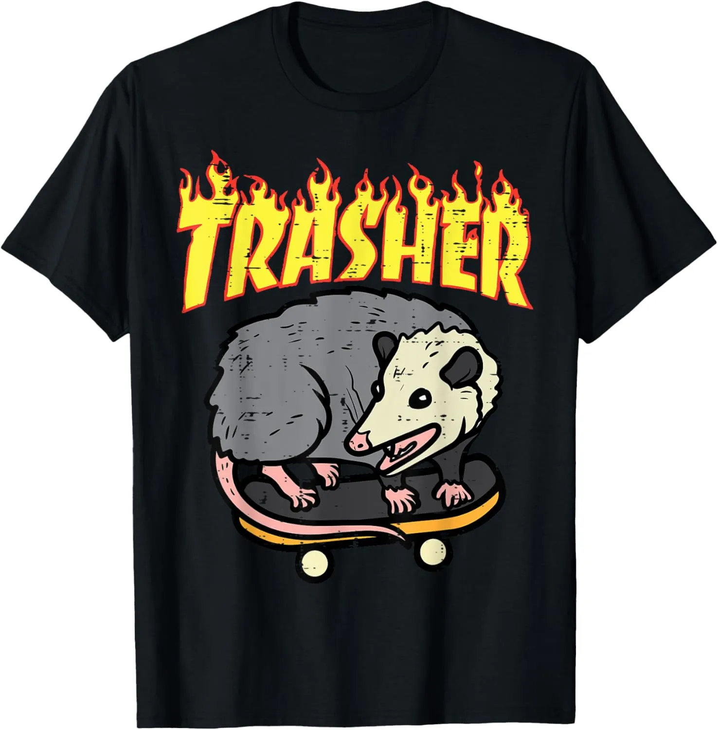 Opossum Skateboard Trasher Funny Possum Skater Men Boys Kids T-Shirt