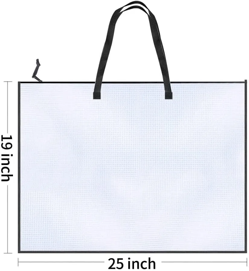 Opret 4 Pack 19x25 inch Art Portfolio Bags, Artwork Storage Case with Handle and Zipper Vinly Mesh Folder Organizers for Bulletin Boards, Scrapbooks, Keepsake and Poster Storage