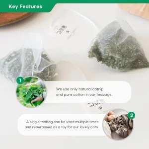 Organic Korean Catnip Tea Bags 13-Pack - Encourages Play, Reduces Anxiety, Ideal for Indoor Cats' Exercise & Hydration