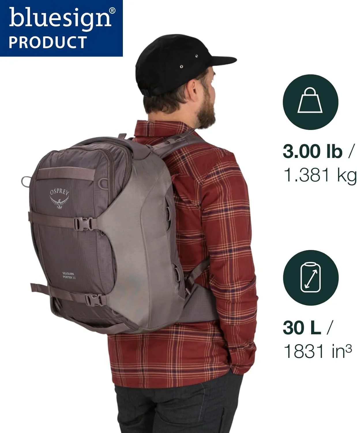 Osprey Sojourn Porter 30L Travel Backpack, Black