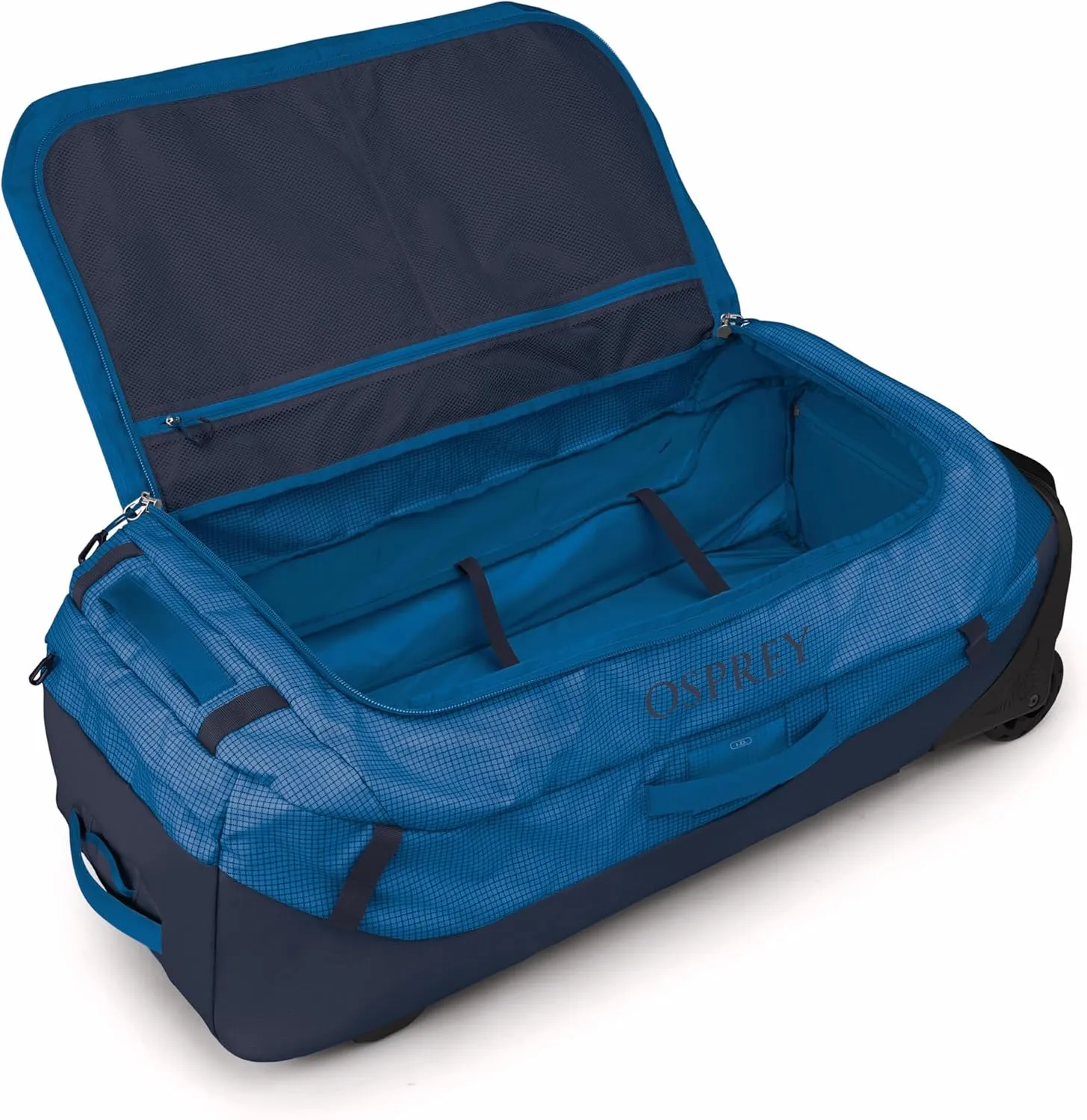 Osprey Transporter 120L Wheeled Travel Duffel Bag, Blue Flame/Nocturnal Blue