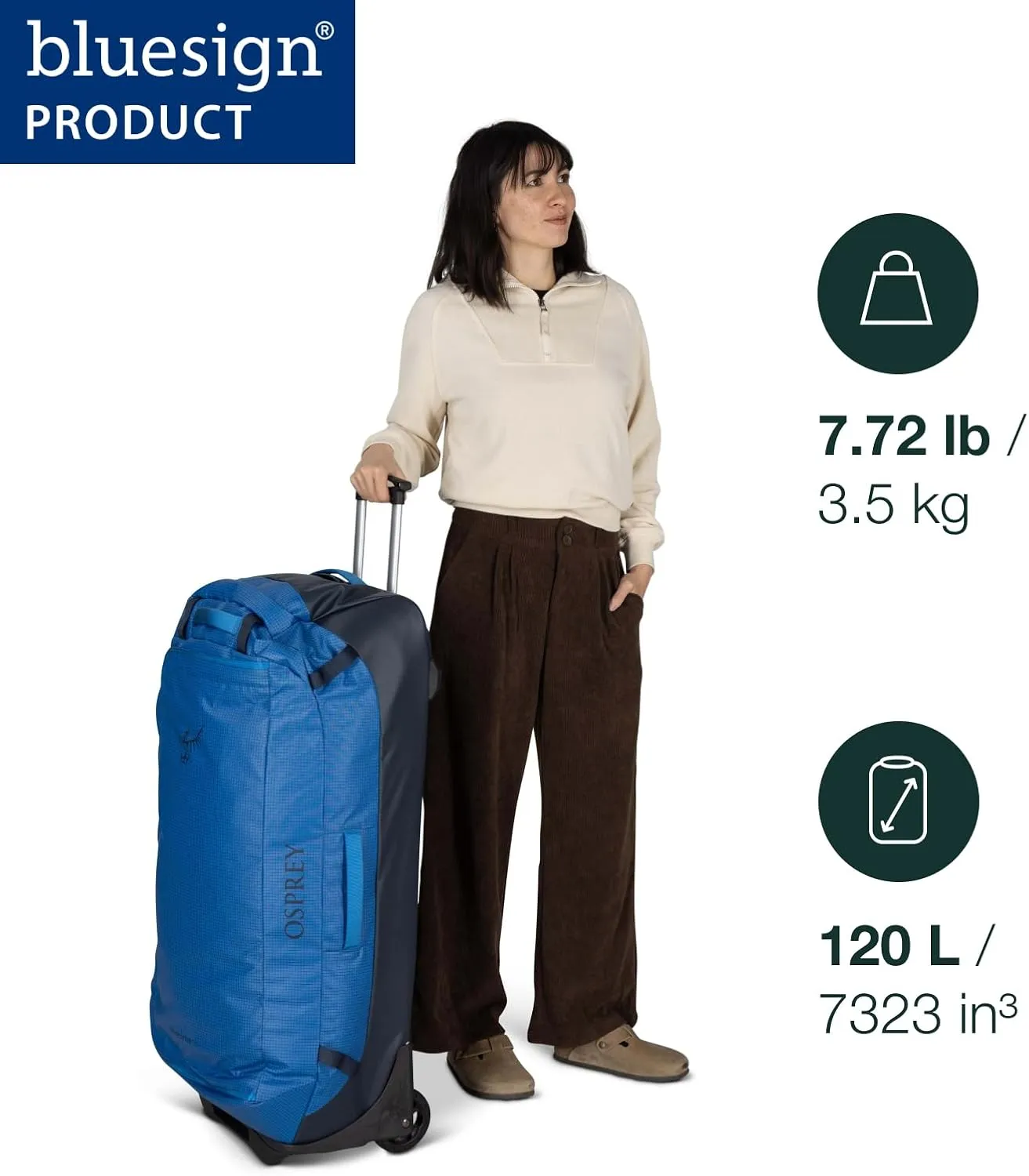 Osprey Transporter 120L Wheeled Travel Duffel Bag, Blue Flame/Nocturnal Blue