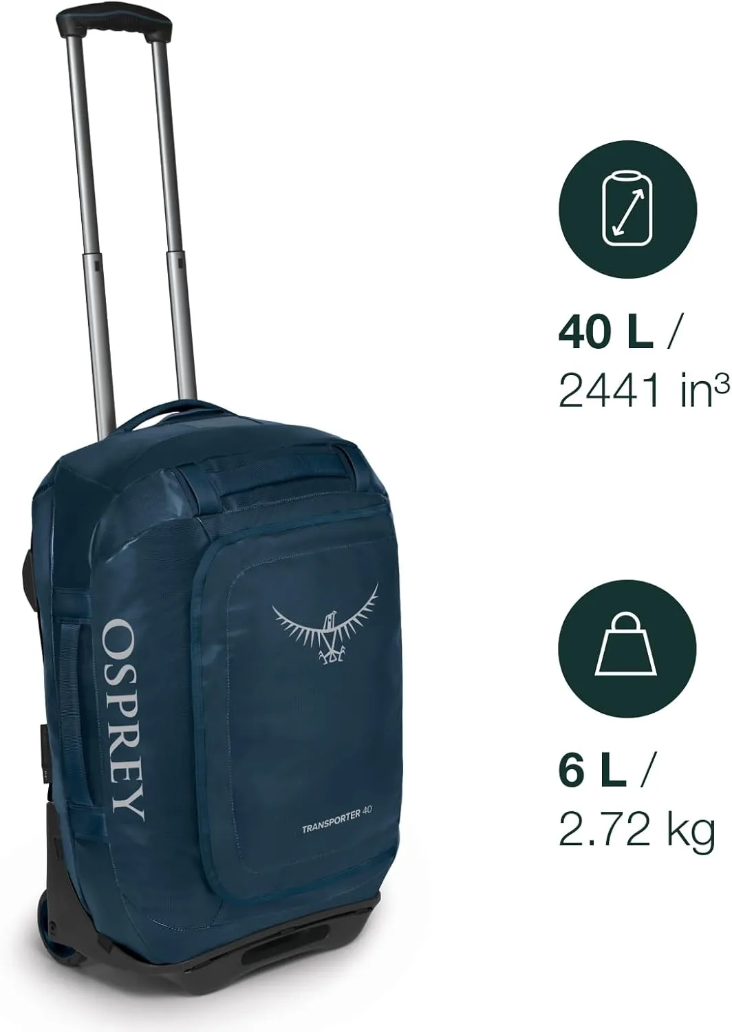 Osprey Transporter 40L Wheeled Travel Duffel Bag, Black