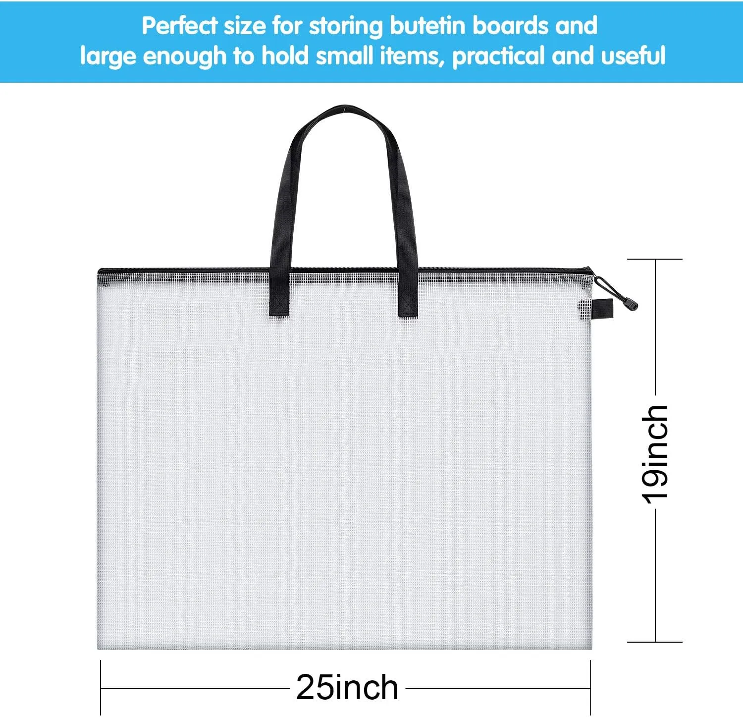 Outus Art Portfolio Bag Poster Storage Bag Poster Board Holder with Handle and Zipper 19 x 25 Inch Transparent Folder Organizer for Painting, Bulletin Boards(3 Pieces)