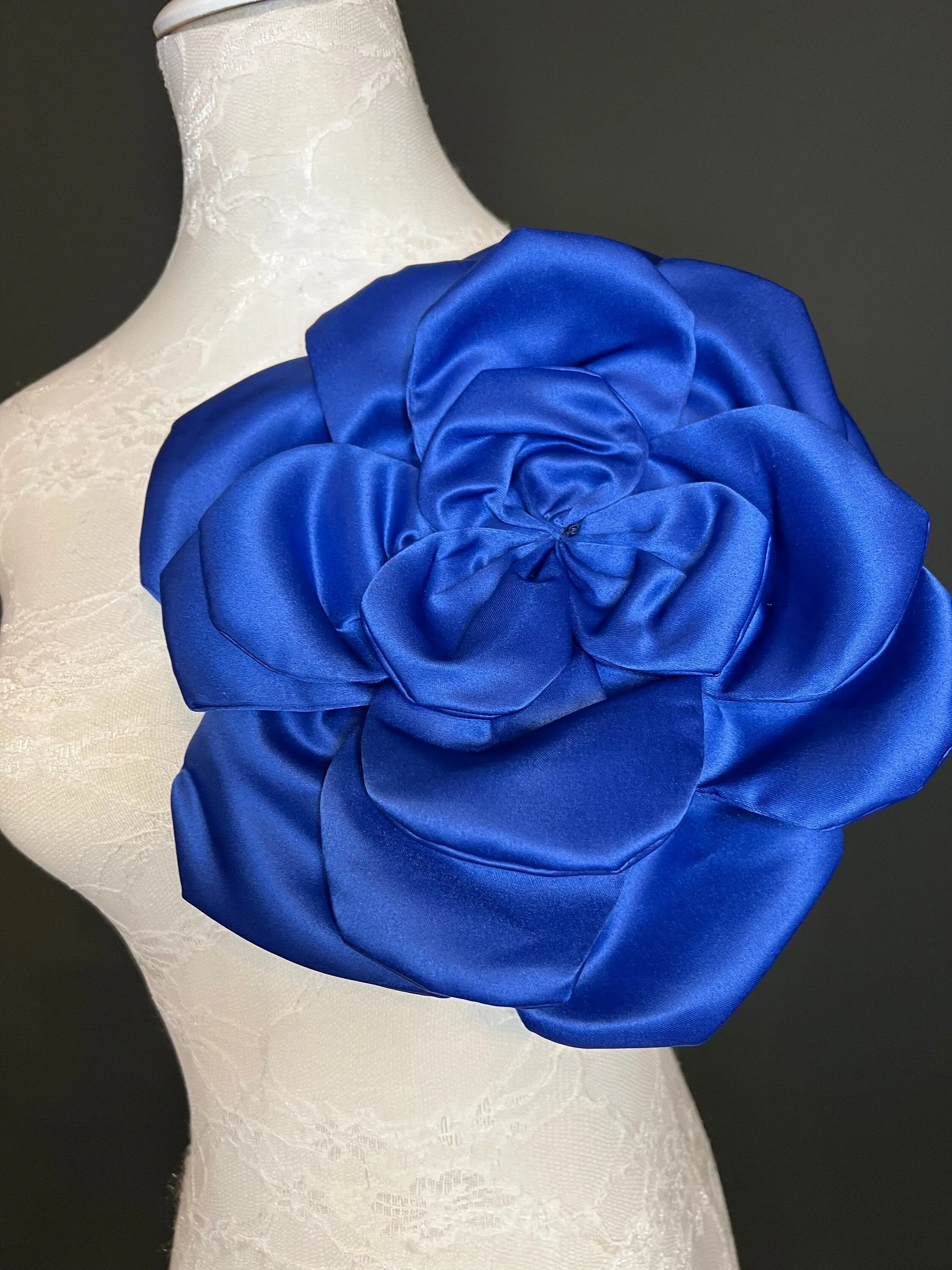 Oversized Large Corsage Flower, Royal Blue, 9 colours, 11” Wide, 27cm, Pin on Corsage, Bridal, Clothing, Dress, Hat, Accessory, FAN Design