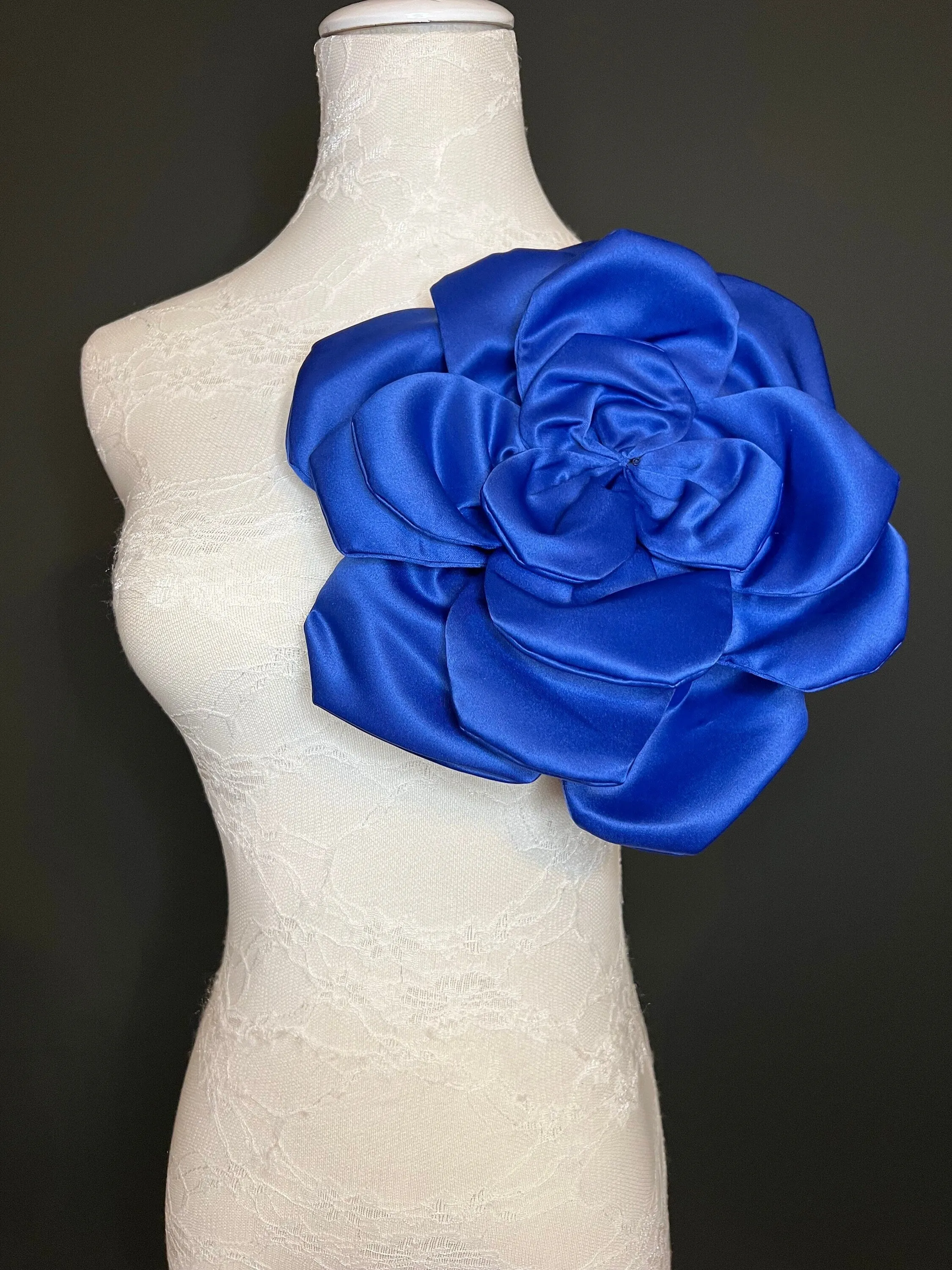 Oversized Large Corsage Flower, Royal Blue, 9 colours, 11” Wide, 27cm, Pin on Corsage, Bridal, Clothing, Dress, Hat, Accessory, FAN Design