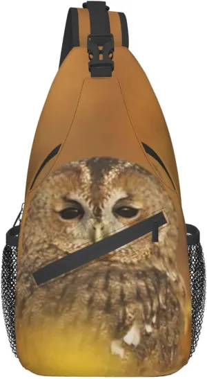 Owl Sling Bag Animal Crossbody Chest Daypack Casual Backpack Cool Shoulder Bag For Travel Picnic