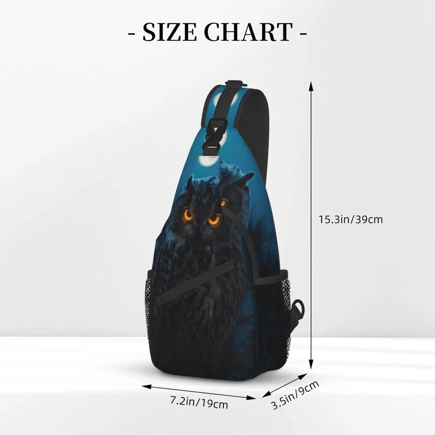 Owl Sling Bag Animal Crossbody Chest Daypack Casual Backpack Cool Shoulder Bag For Travel Picnic