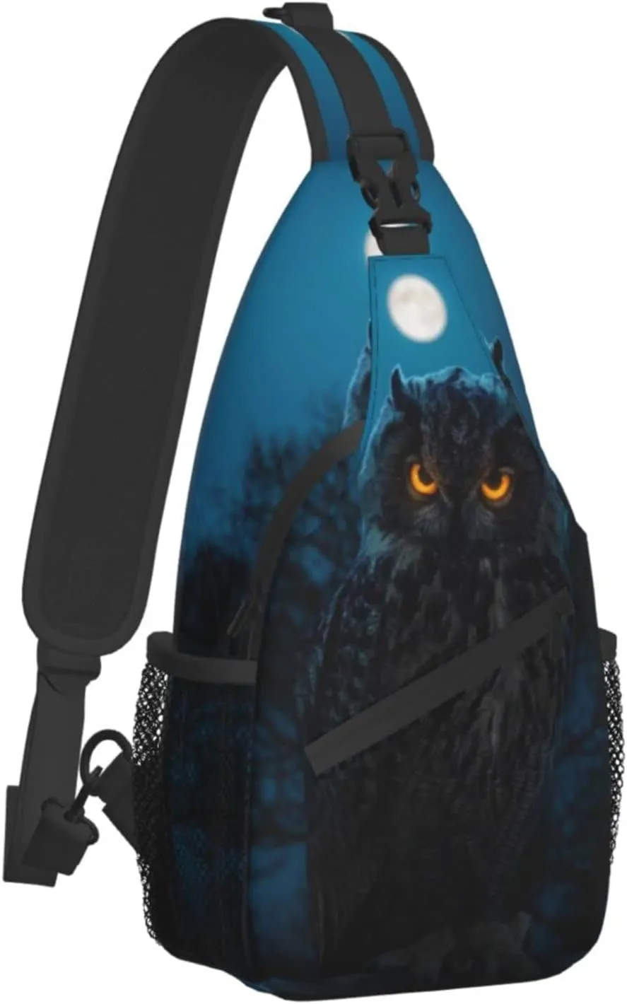 Owl Sling Bag Animal Crossbody Chest Daypack Casual Backpack Cool Shoulder Bag For Travel Picnic