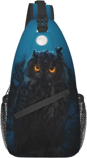 Owl Sling Bag Animal Crossbody Chest Daypack Casual Backpack Cool Shoulder Bag For Travel Picnic