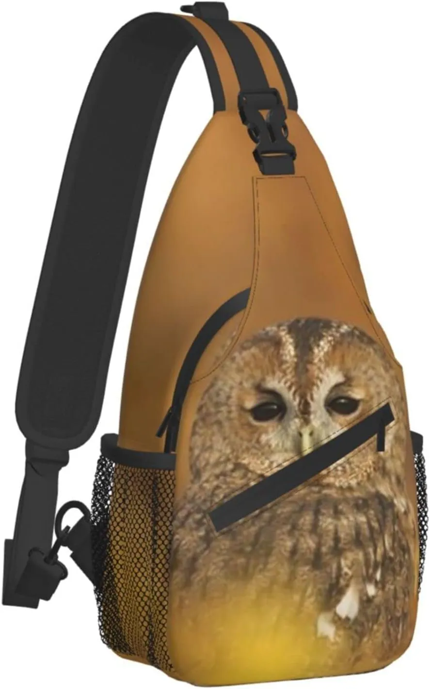 Owl Sling Bag Animal Crossbody Chest Daypack Casual Backpack Cool Shoulder Bag For Travel Picnic