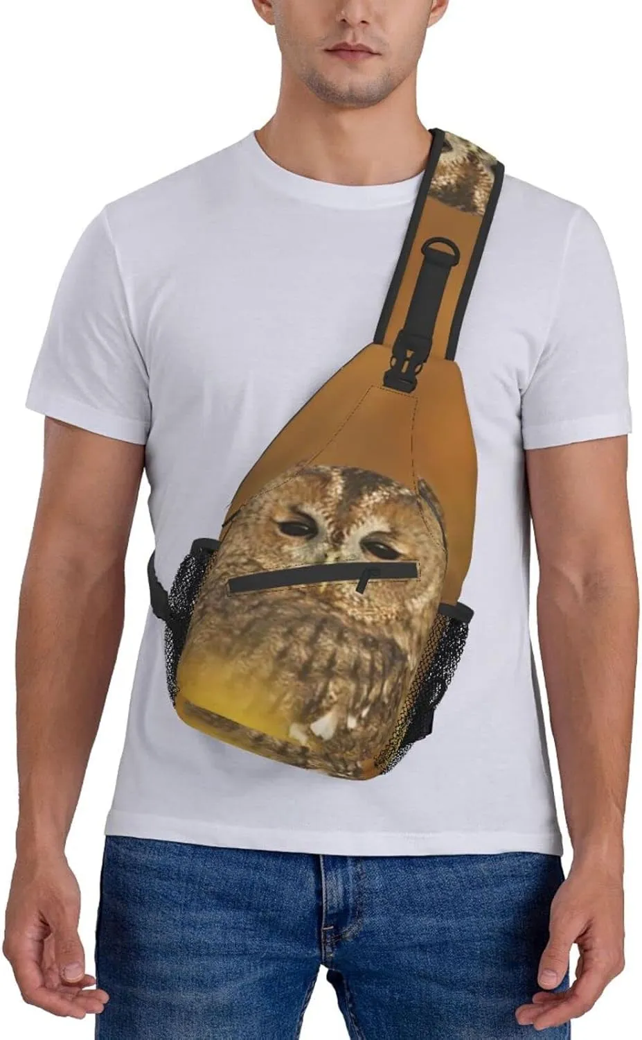 Owl Sling Bag Animal Crossbody Chest Daypack Casual Backpack Cool Shoulder Bag For Travel Picnic